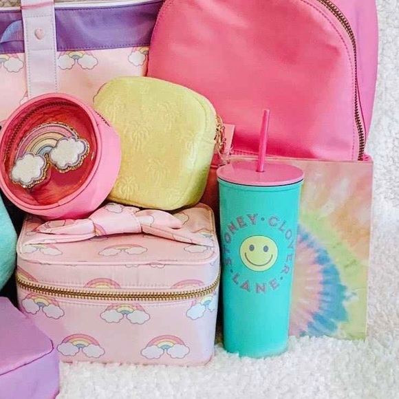 Preppy STONEY CLOVER LANE Teal Green Stainless Steel Tumbler Heart straw - Picture 3 of 13